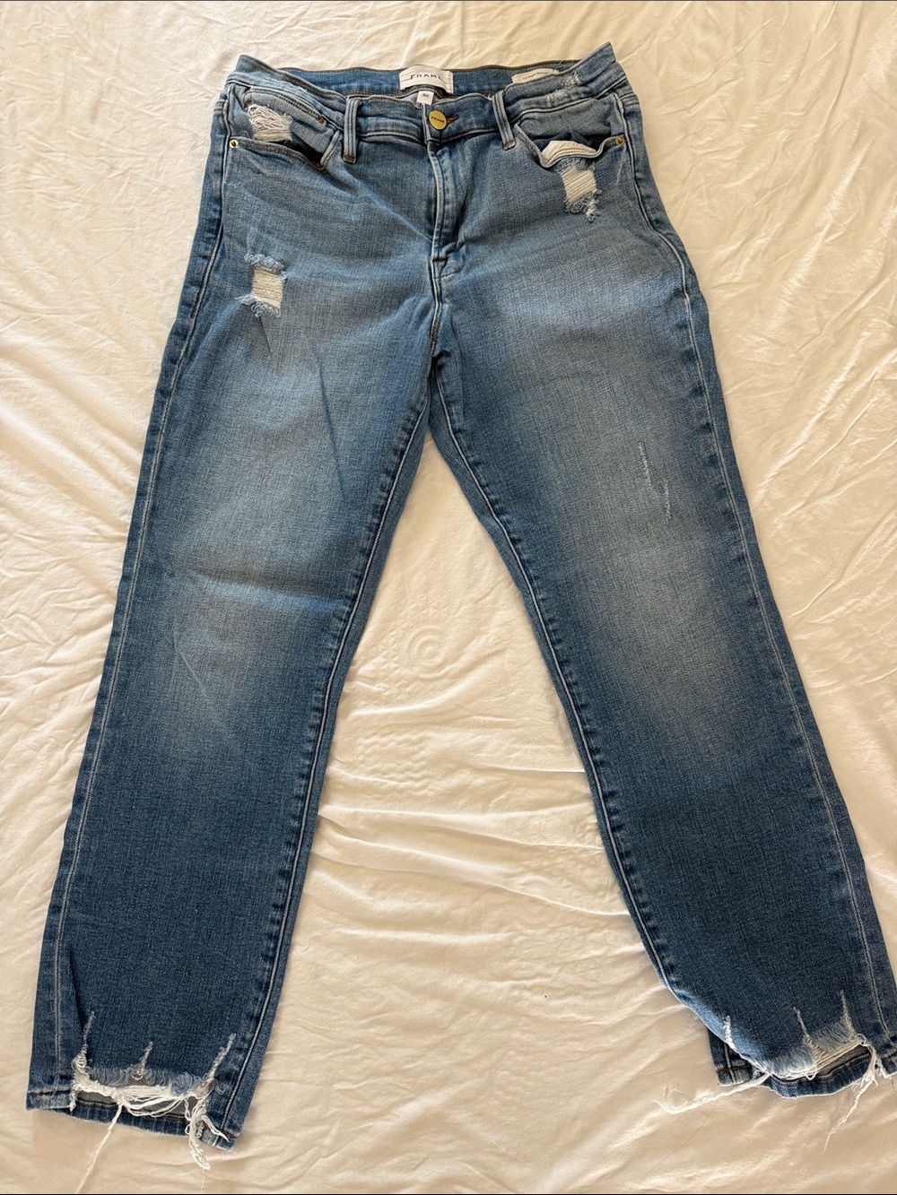 Frame Denim Le High Straight Jeans - Light Blue